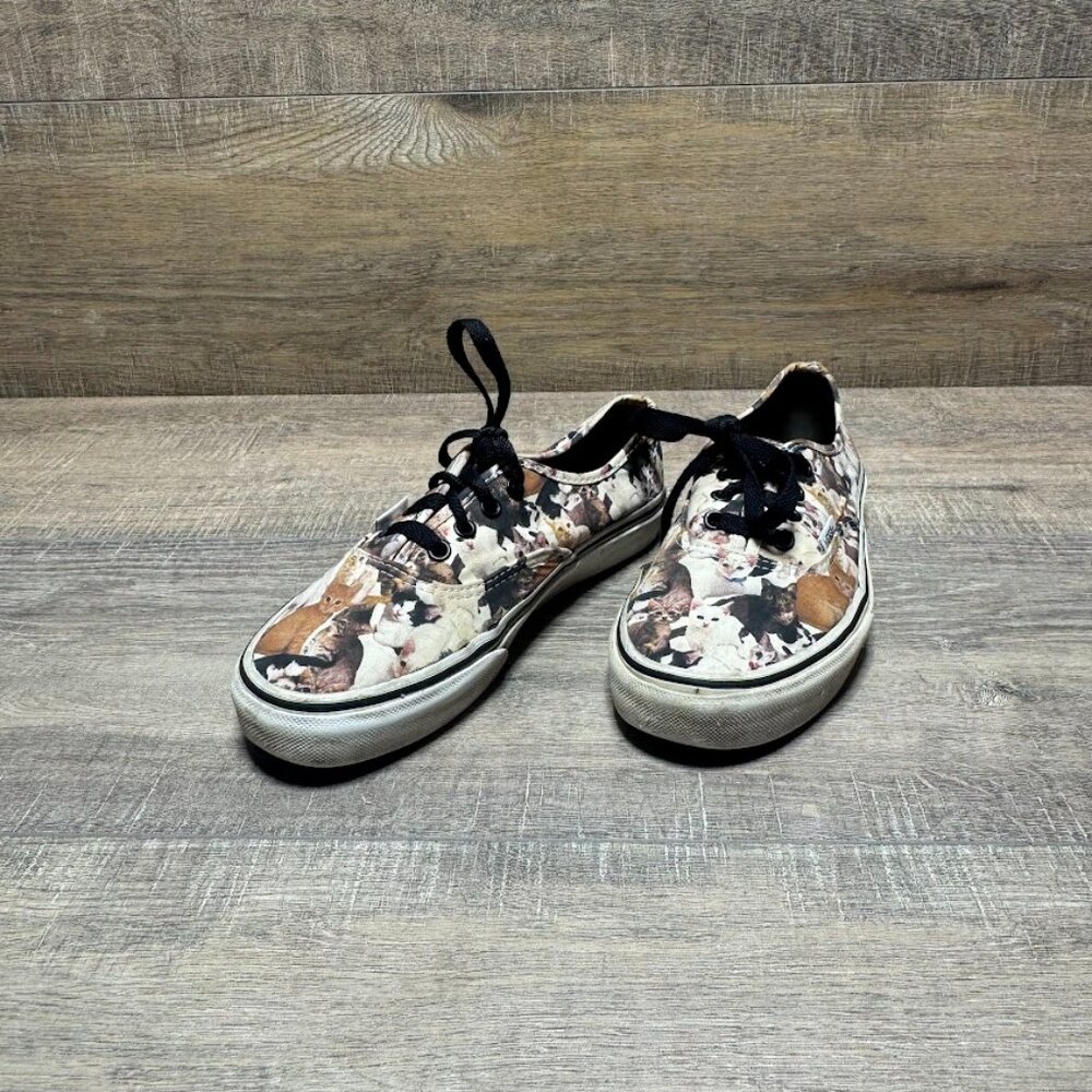 Vans Cat Print Canvas Sneakers Youth Size 4